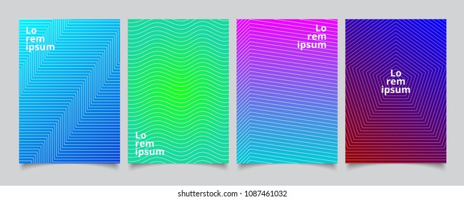 Set template minimal covers design, gradient colorful halftone with lines pattern background. Vector illustration  