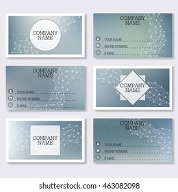 Set template of modern business visiting cards. Abstract background with molecule structure DNA and neurons. Medicine, science and technology. Vector illustration.
