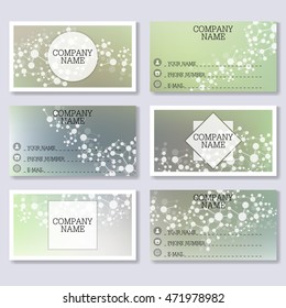 Set template of modern business visiting cards. Abstract background with molecule structure DNA and neurons. Medicine, science and technology. Vector illustration.