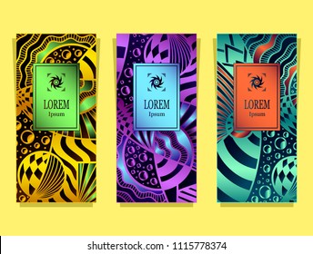 Set Template for package or flyer or label from Luxury Abstract Cosmos background made by foil or metal effect   in black silver gold for cosmetic or perfume or for brand book