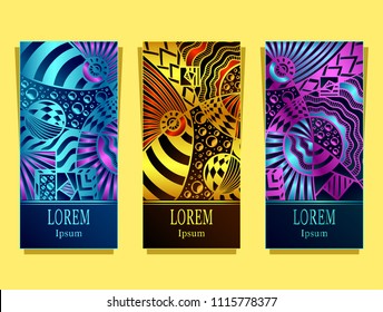 Set Template for package or flyer or label from Luxury Abstract Cosmos background made by foil or metal effect   in black silver gold for cosmetic or perfume or for brand book
