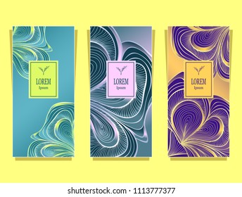 Set Template for package or flyer from Luxury background made by foil abstract marble in colorful for cosmetic or perfume or for package of tea or for alcohol label or for brand book