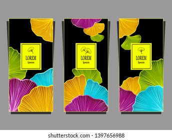 Set Template for package or flyer from Luxury background with  leaves  in colorful for cosmetic or perfume or for package of tea or label or for advertising different things or for brand book