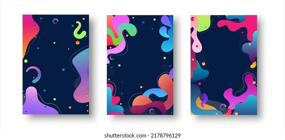 Set of template in paper cut style for branding, advertising with abstract shapes. Modern background for covers, invitations, posters, banners, flyers, posters. Vector illustration.