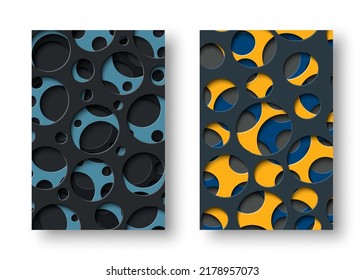 Set of template in paper cut style for branding, advertising with abstract shapes. Modern background for covers, invitations, posters, banners, flyers, posters. Vector illustration.