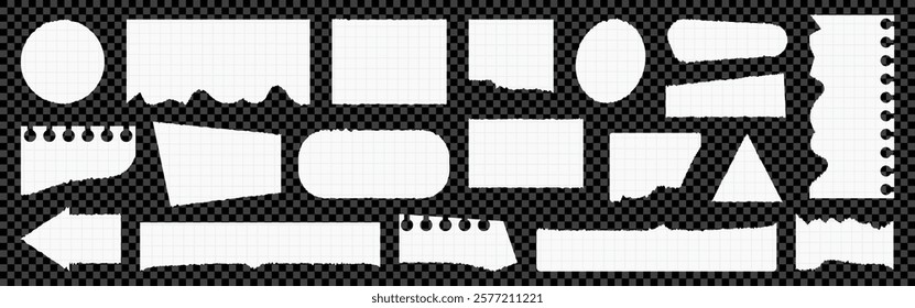 Set of template paper sheet note torn. Vector illustration