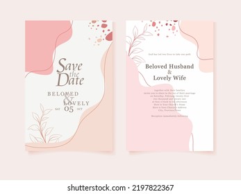 Set template pernikahan modern. Bagus untuk ulang tahun, pengantin dan baby shower. Ilustrasi vektor. memphis style.