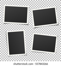 Set of template photo frames with shadow on transparent background. Vector illustration for your photos or memories. Scrapbook design. 