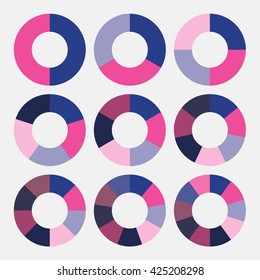 set template pie blue and pink chart vector
