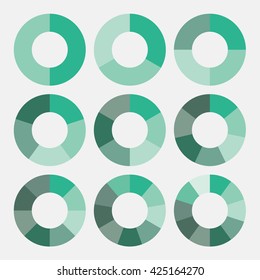 set template pie green chart vector