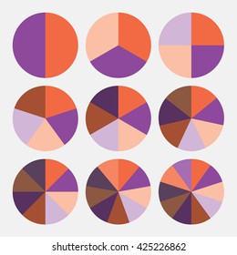 set template pie orange and purple chart