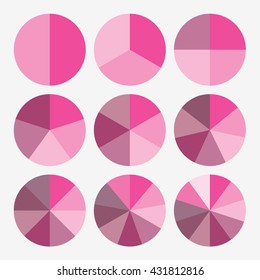 set template pie pink chart, set info template vector, set template pie chart vector