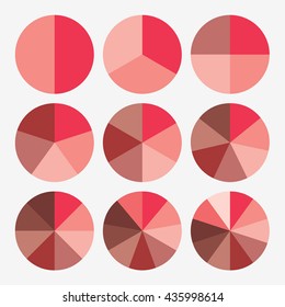 set template pie red chart, set info template vector, set template pie chart vector