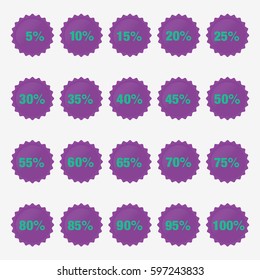 Set Template Purple Sale Tag Vector Percent