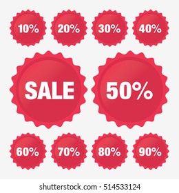 Set Template Red Sale Tag Vector Percent