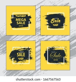 Set Template Sale Background With Brush Shape