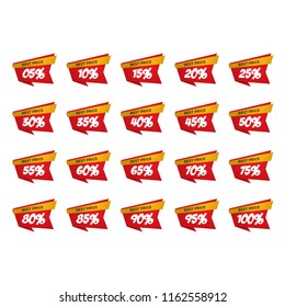 Set Template Sale Tag Vector Percent