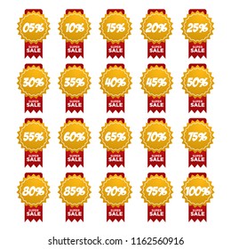 Set Template Sale Tag Vector Percent