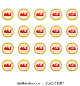 Set Template Sale Tag Vector Percent