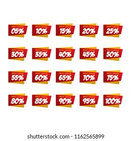 Set Template Sale Tag Vector Percent