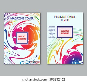 Set template sample poster design, flyer, business card or the cover of the presentation with abstract colored spots. Vector illustration