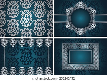 Set of template of seamless wallpaper and vintage frames. Luxury design     
