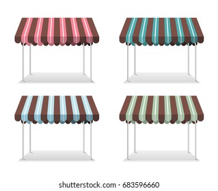 Set template shopping stand or booth with red vector illustration.