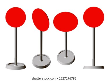 Set with a template for signs. Red circles on the tube. 3D. Vector illustration