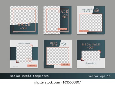 Set of template social media post for fashion sale promotion.