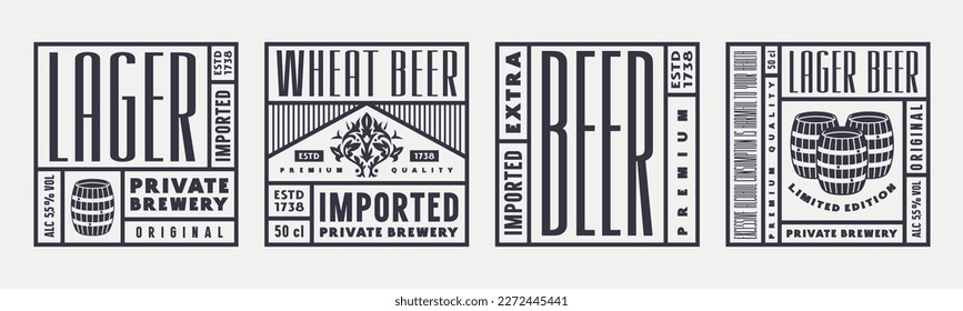 Set of template square label for craft beer. Vector illustration