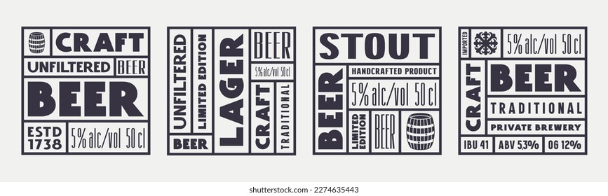 Set of template square label for craft beer. Vector illustration