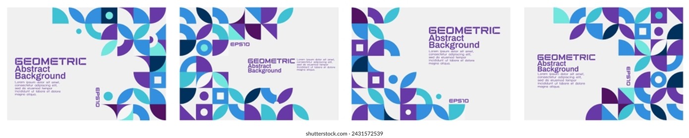 Conjunto de la plantilla con geométrica abstracta de moda en la posición del borde y espacio para texto. Fondo geométrico moderno para presentación empresarial o corporativa