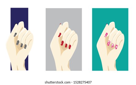 set template vector illustration 
female hands with manicure