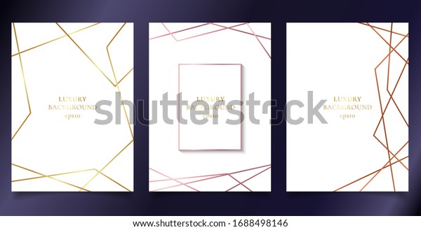 Set Template Wedding Invitation Cards Golden Stock Vector (Royalty Free ...