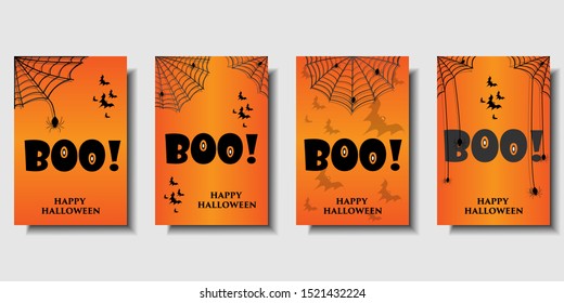 Set of template for your Website Headers or Banner designs  with cobweb, spider etc. Happy Halloween. Scary Design. Vector illustration.

