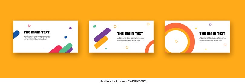 A set of templates of 3 horizontal business banners for covers and presentations with lines and circles. Suitable for social networks and websites. Modern abstract background layout. Vector