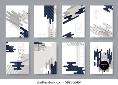 Set of templates A4 pages. Abstract monochrome geometric background. Trendy compositions for business, technology and advertising. Modern style design. Vector illustration