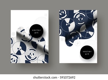 Set of templates A4 pages. Abstract monochrome geometric background with 3D relief. Trendy compositions for business, technology. web, advertising. Modern style design. Vector illustration eps10