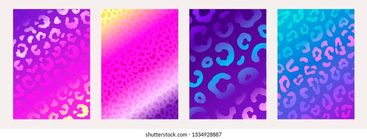 set of templates of abstract banners, covers, brochures, posters. Animal print. Leopard ornament. Vector illustration. EPS 10.