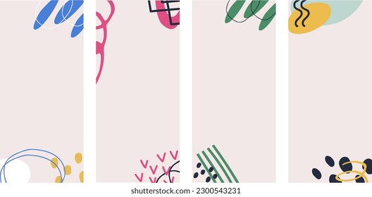 Set of templates with abstract elements and geometric shapes. Good for social media posts, mobile apps, banner designs and online promotions. 