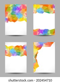 Set of templates with abstract geometrical multicolored triangles