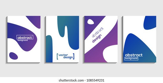Set of templates with abstract gradient liquid elements. Applicable for backgrounds, placards, posters, covers, brochures, banners, flyers. EPS 10 Vector illustrations.