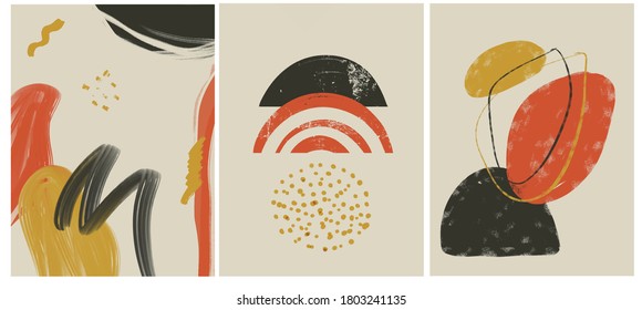 Set of templates with abstract pastel colorful shapes, scribble. Creative background for story. Modern design promotion. 