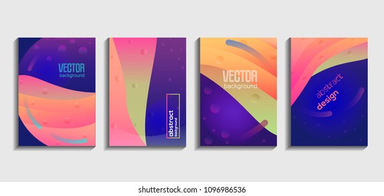 Set of templates with abstract space graphic elements. Applicable for backgrounds, placards, posters, covers, brochures, banners, flyers. Vector illustrations.
