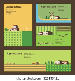 A set of templates banners. The concept of flat design for rural life and agriculture. 