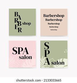 establecer plantillas de banners del área mínima. barbería. salón de spa. Adecuado para publicaciones en medios sociales y publicidad en línea en internet. Ilustración vectorial con foto universitaria.
