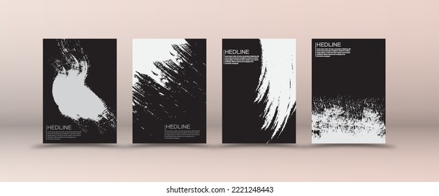conjunto de plantillas para carteles, carteles o cubiertas con manchas de tinta. Estilo creativo para el diseño creativo