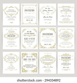 set of templates with banners vintage design elements