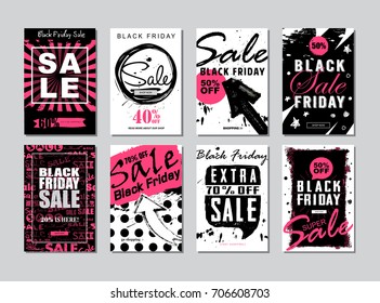 Set of Templates Banners for Websites and Mobile Websites. 
Black Friday Sale banners. 
Trendy flat style with hand-lettering words for posters, 
newsletter designs, ads, coupons, banners. Vector