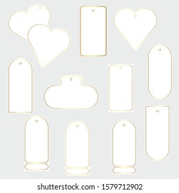 Set of templates of blank price tags, tags. Isolated vector graphic illustration.